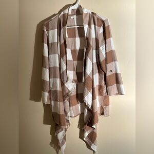 Maurices Buffalo Check Open Cardigan - Brown & Cream - LARGE - NWOT
